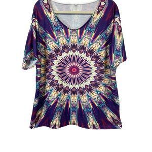 Tie Dye Women's Top Multi Color Plus Size XXL Mandala Stretch NWOT